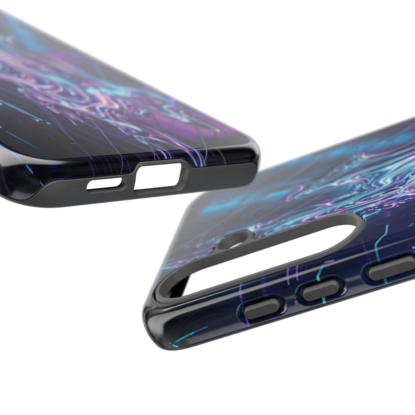 Galaxy Resin Water Tough Case — Neon Purple Blue Abstract Phone Cover