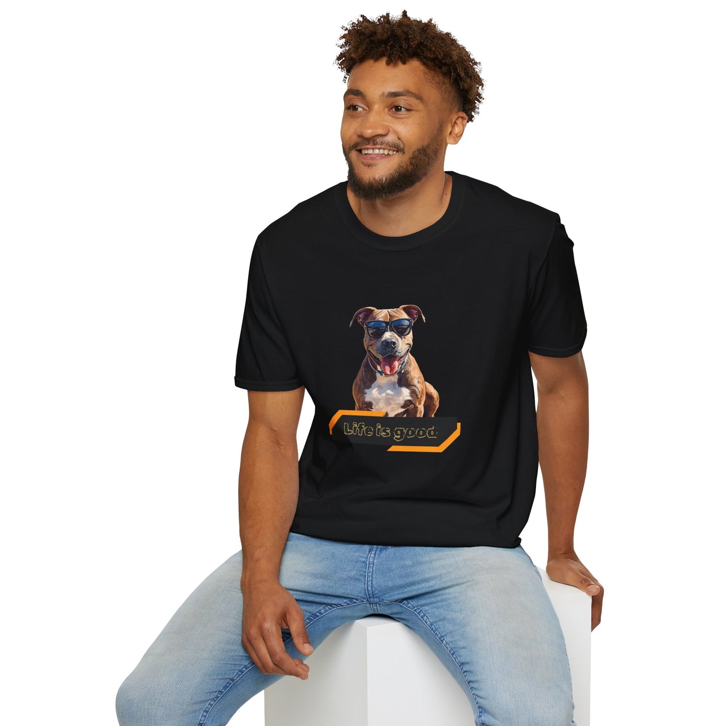 Staffordshire Bull Terrier Graphic T-Shirt — "Life is Good" Tee