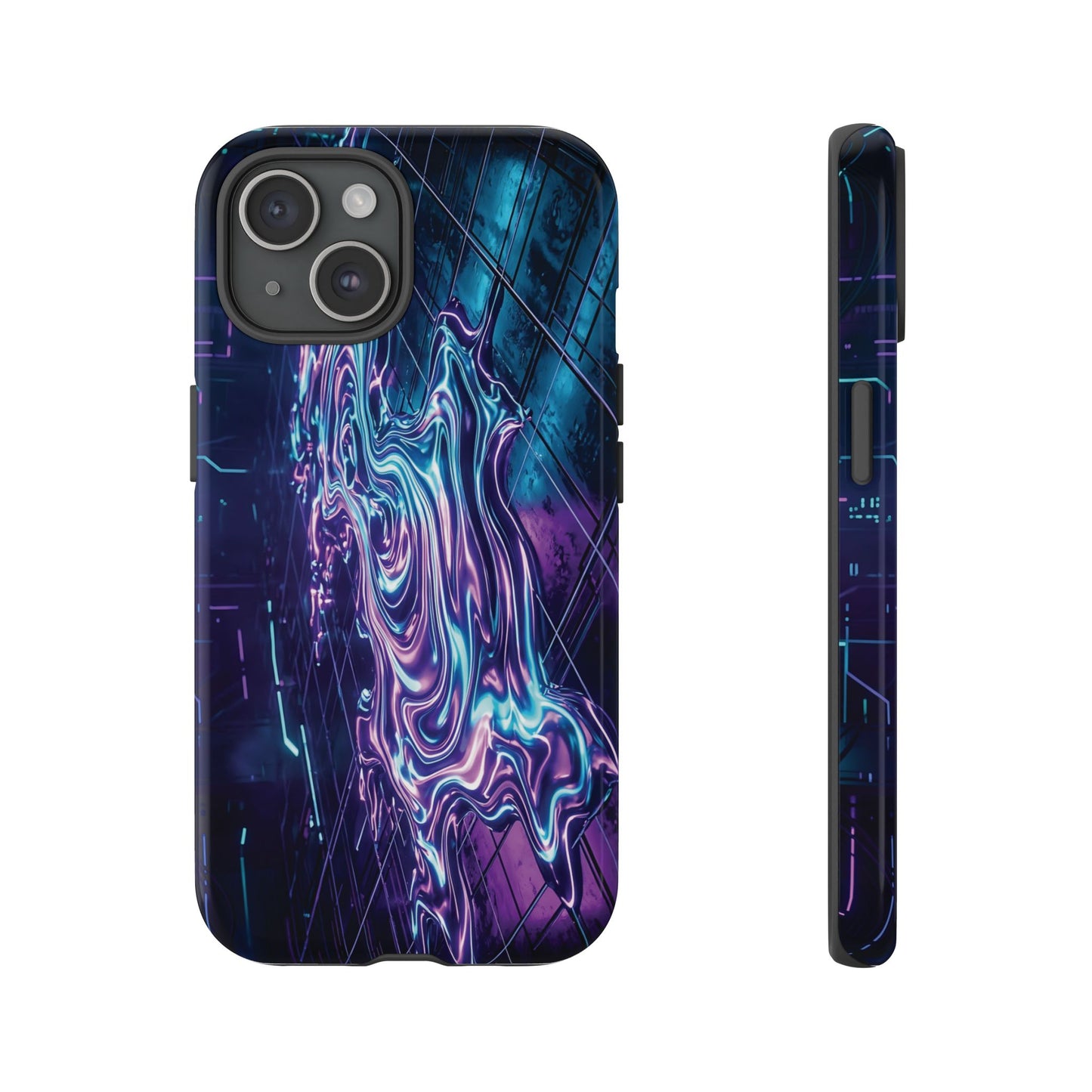 Galaxy Resin Water Tough Case — Neon Purple Blue Abstract Phone Cover