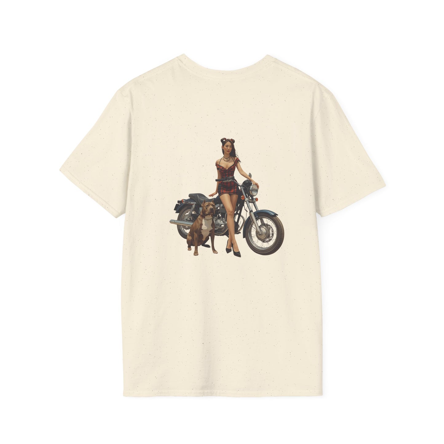 Motorcycle Pin-Up T-Shirt — Retro Biker Girl Graphic Tee