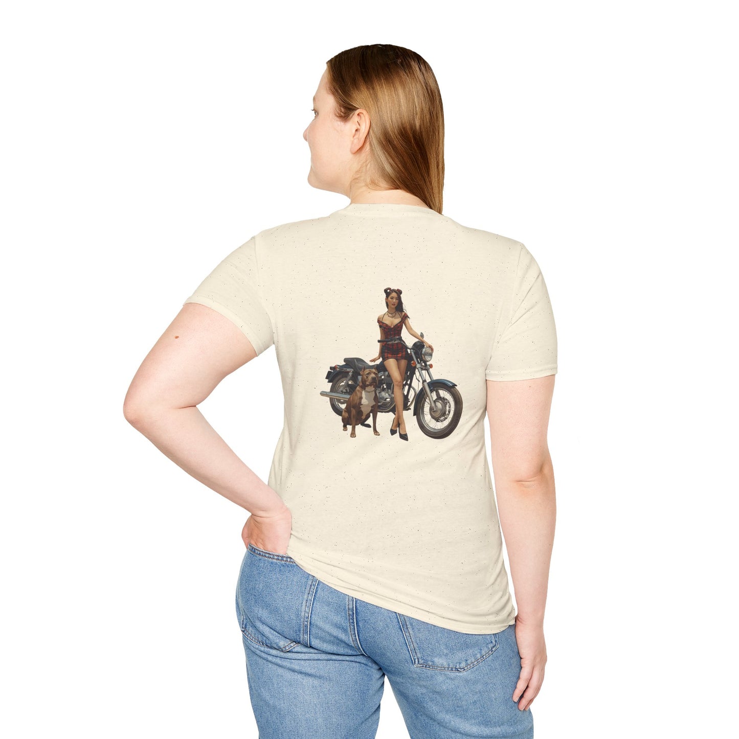 Retro Motorcycle Pin-Up T-Shirt — Biker Girl Graphic Tee