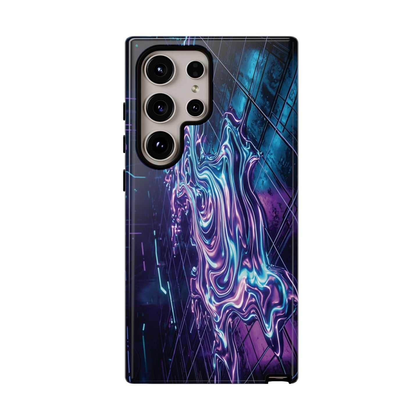 Galaxy Resin Water Tough Case — Neon Purple Blue Abstract Phone Cover