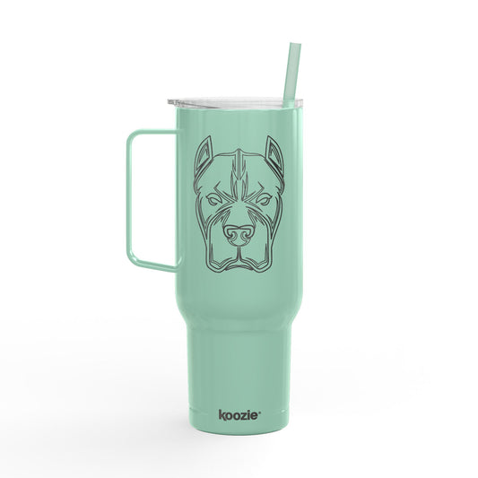 40oz Engraved Pitbull Tumbler with Lid — 'Bully and Brave'