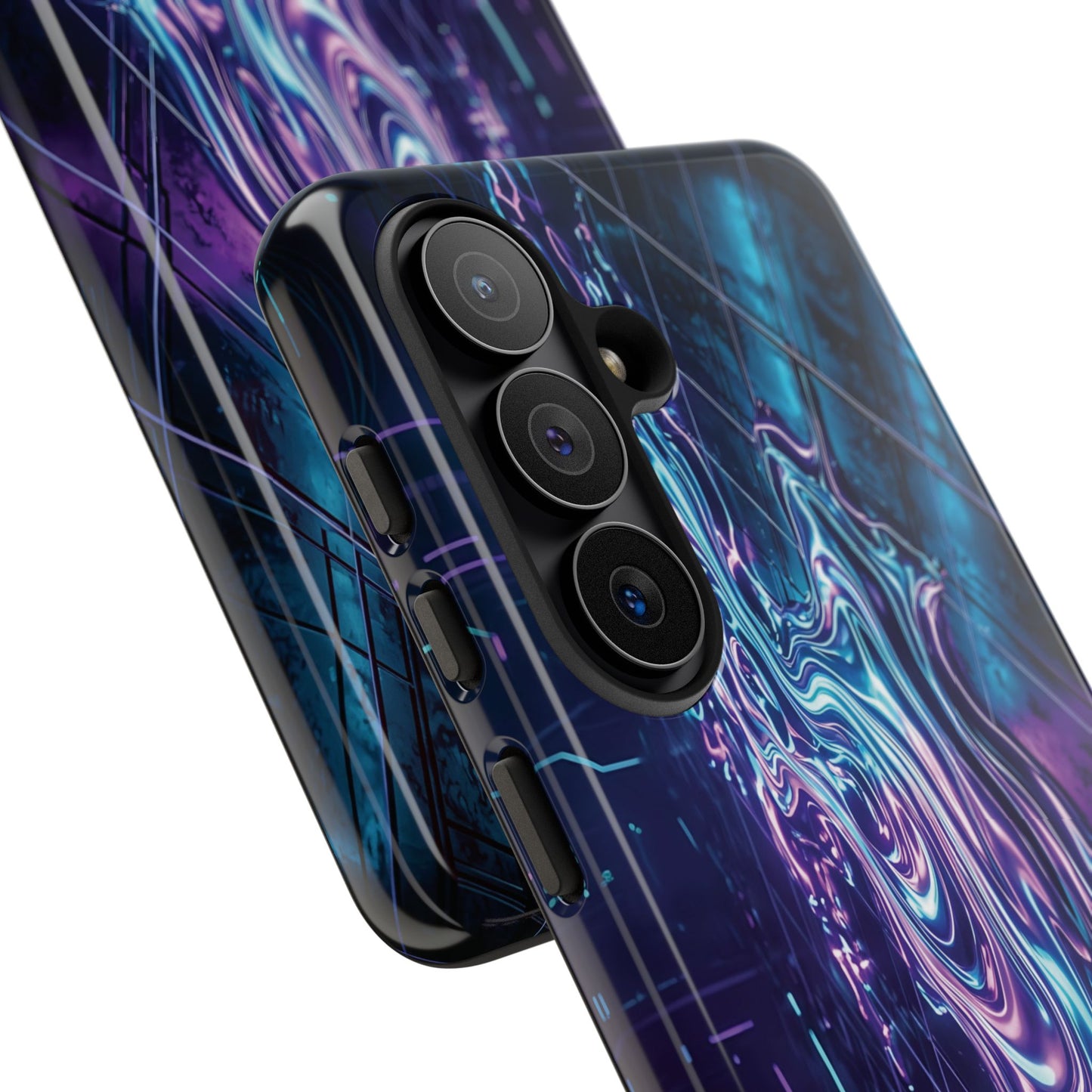 Galaxy Resin Water Tough Case — Neon Purple Blue Abstract Phone Cover