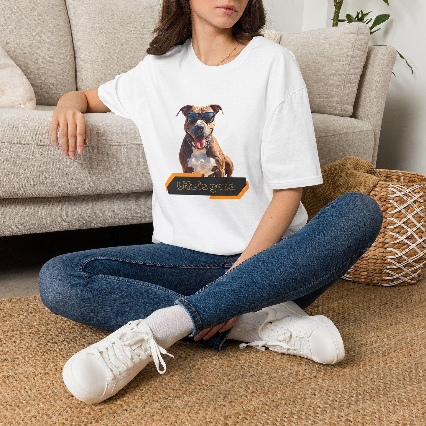Staffordshire Bull Terrier Graphic T-Shirt — "Life is Good" Tee