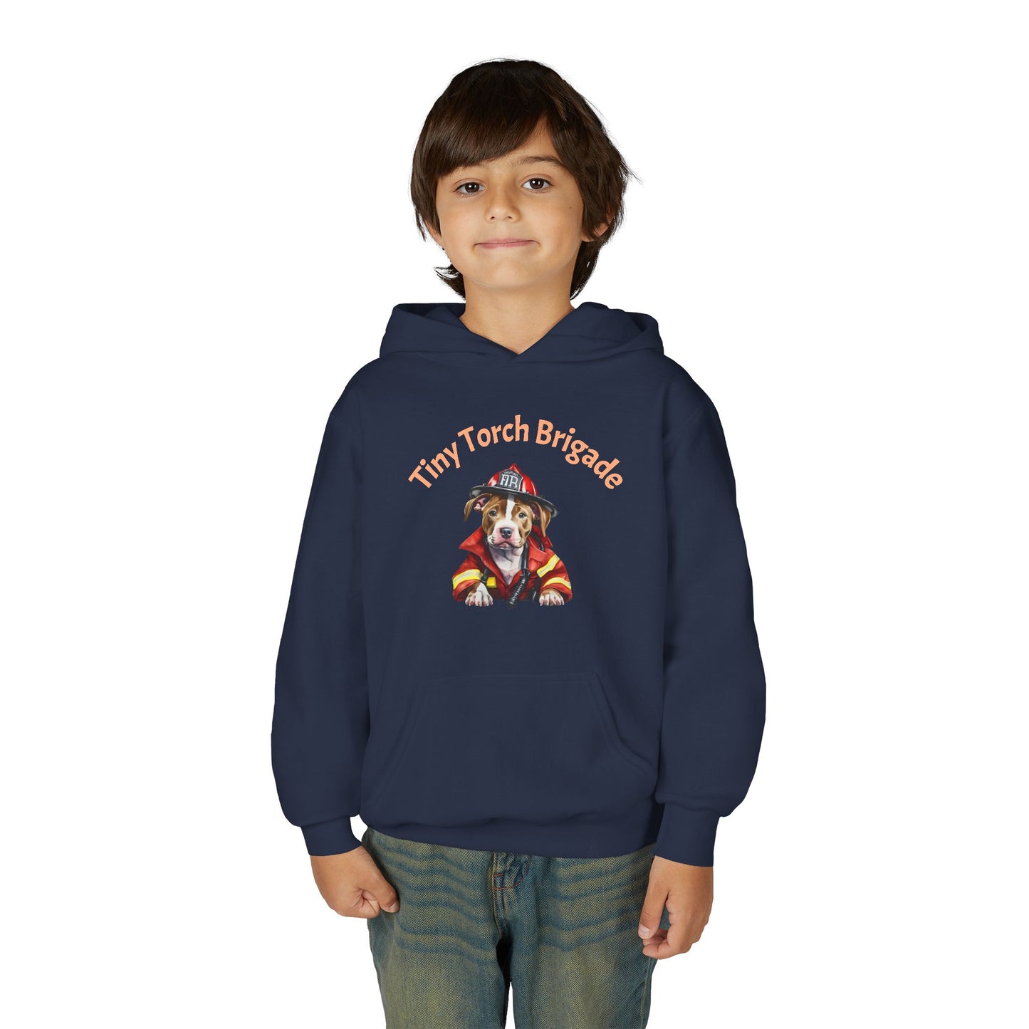 Youth Hoodie - "Tiny Torch Brigade" Firefighter Dog Graphic