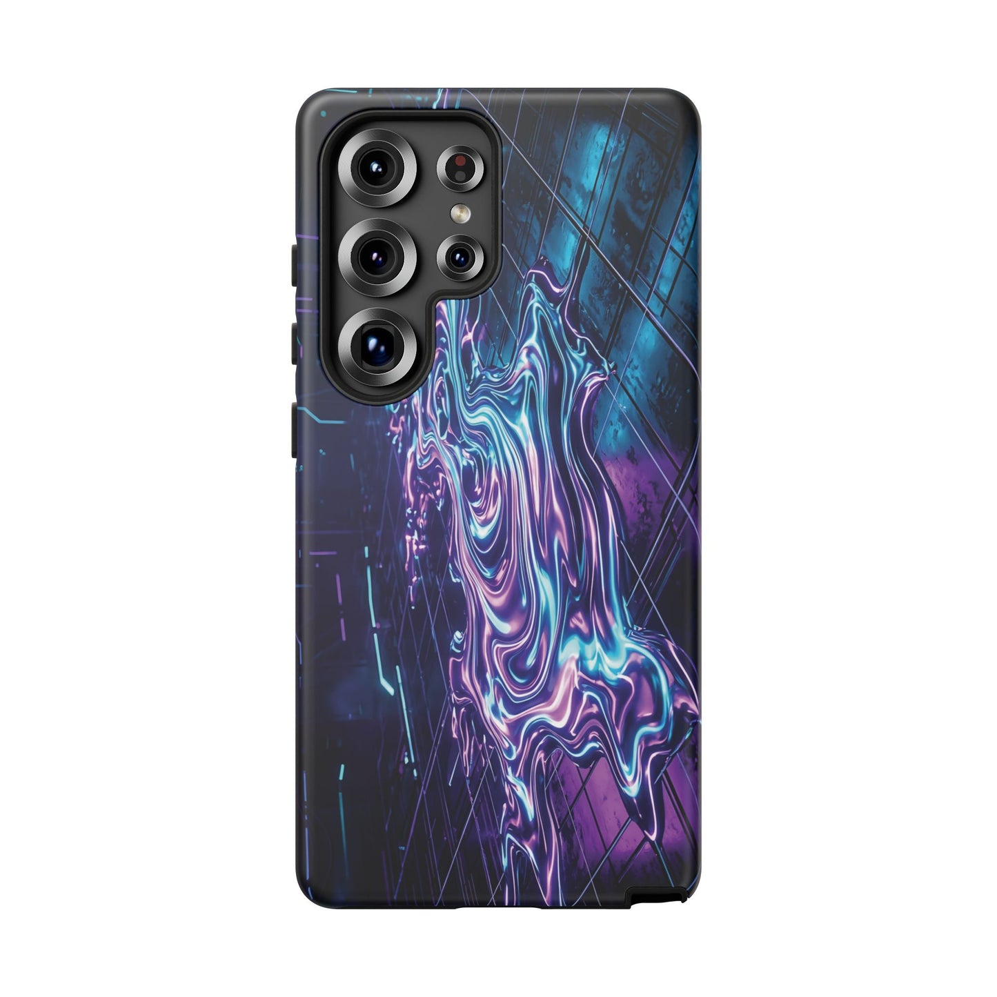Galaxy Resin Water Tough Case — Neon Purple Blue Abstract Phone Cover
