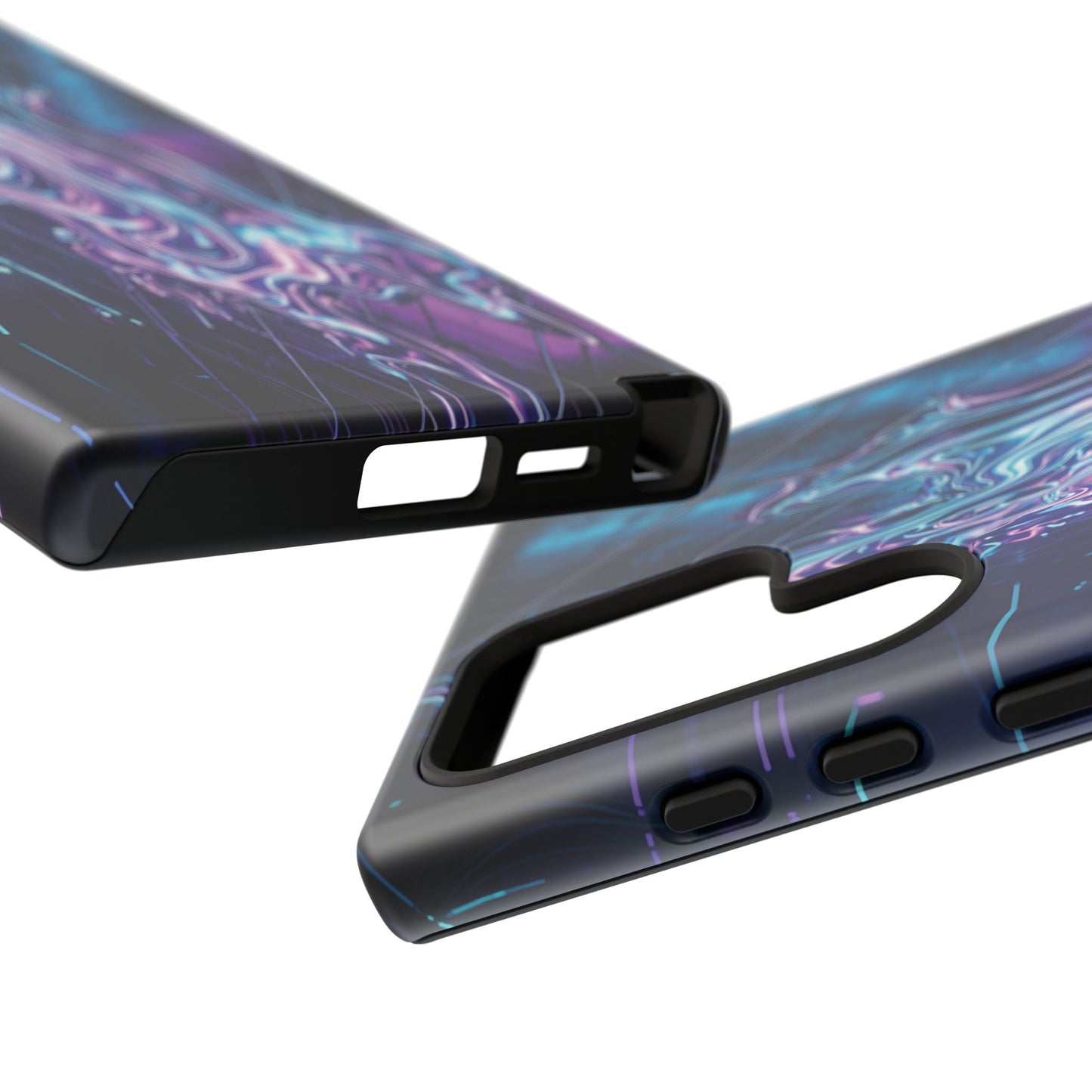 Galaxy Resin Water Tough Case — Neon Purple Blue Abstract Phone Cover