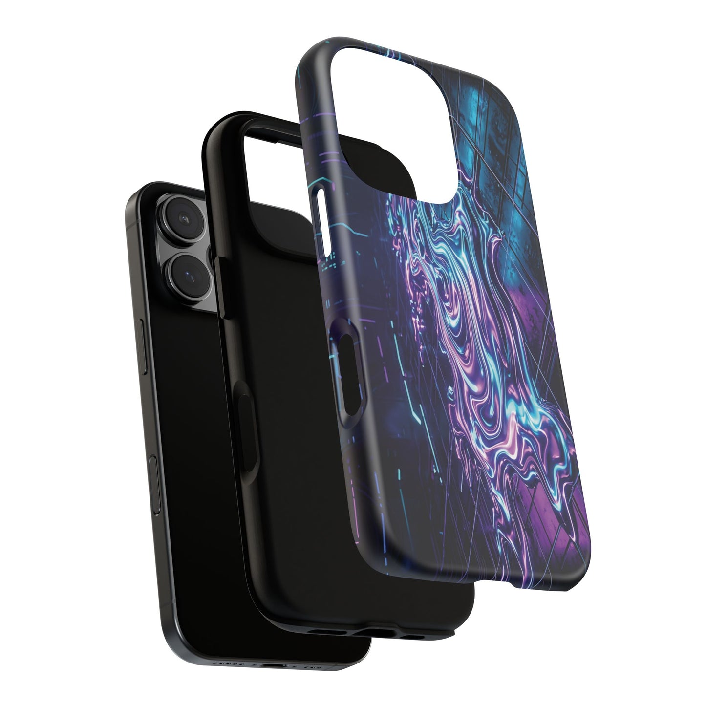Galaxy Resin Water Tough Case — Neon Purple Blue Abstract Phone Cover