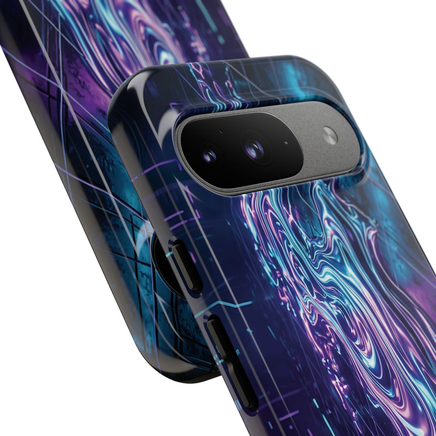 Galaxy Resin Water Tough Case — Neon Purple Blue Abstract Phone Cover