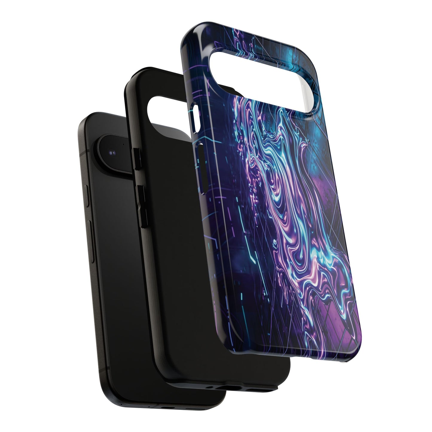 Galaxy Resin Water Tough Case — Neon Purple Blue Abstract Phone Cover