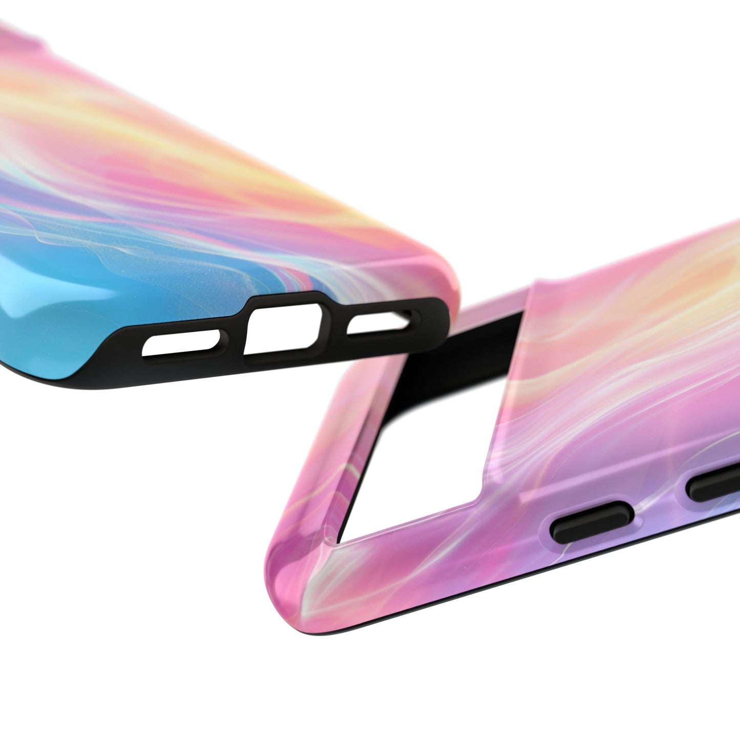 Pastel Marble Tough Phone Case — Protective iPhone Cover with Pink Blue Gradient Swirl