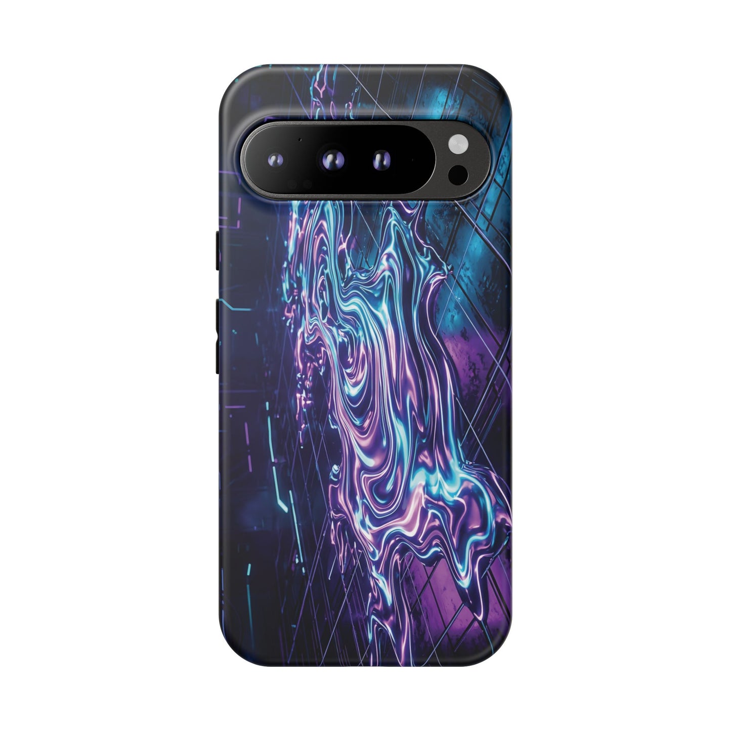 Galaxy Resin Water Tough Case — Neon Purple Blue Abstract Phone Cover