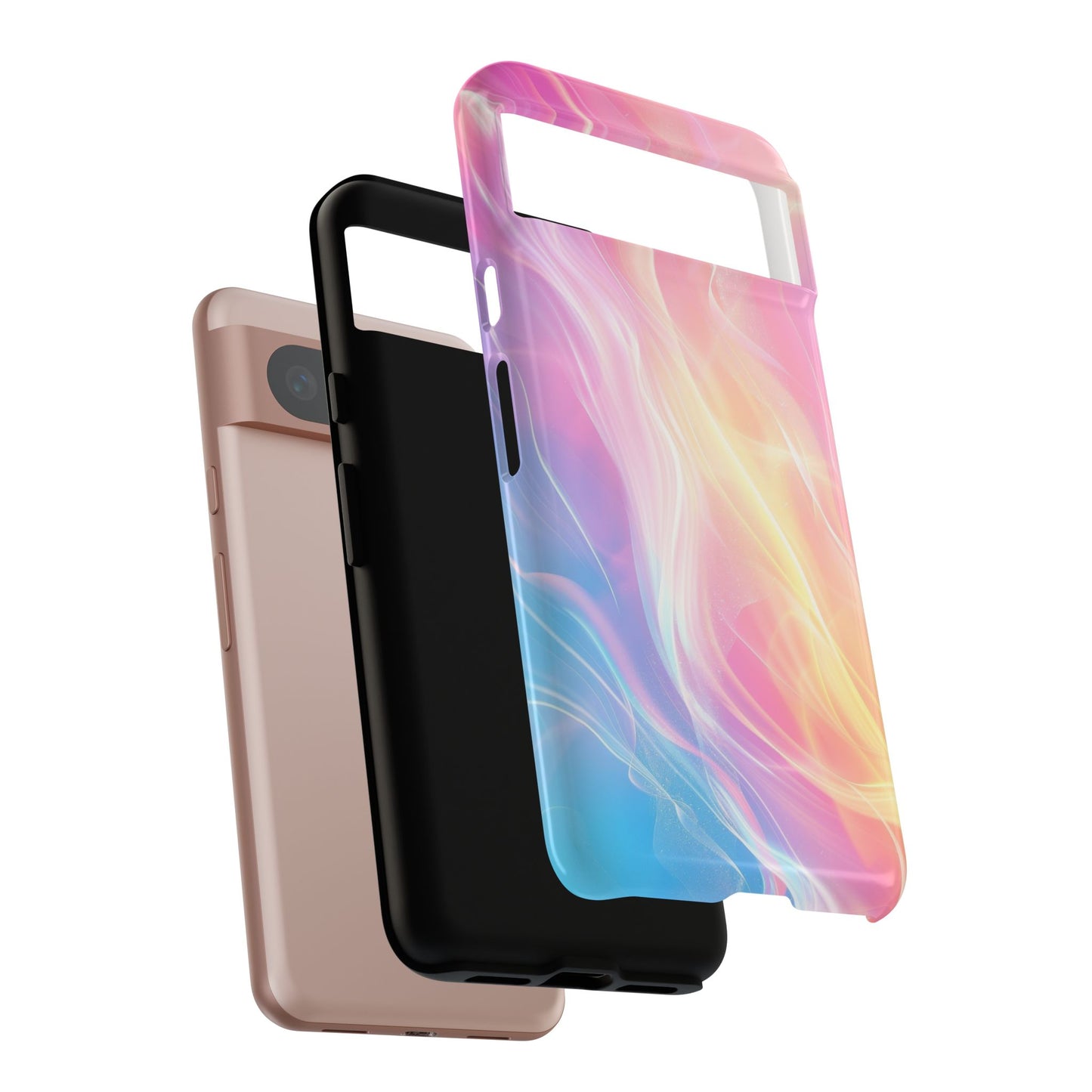 Pastel Marble Tough Phone Case — Protective iPhone Cover with Pink Blue Gradient Swirl