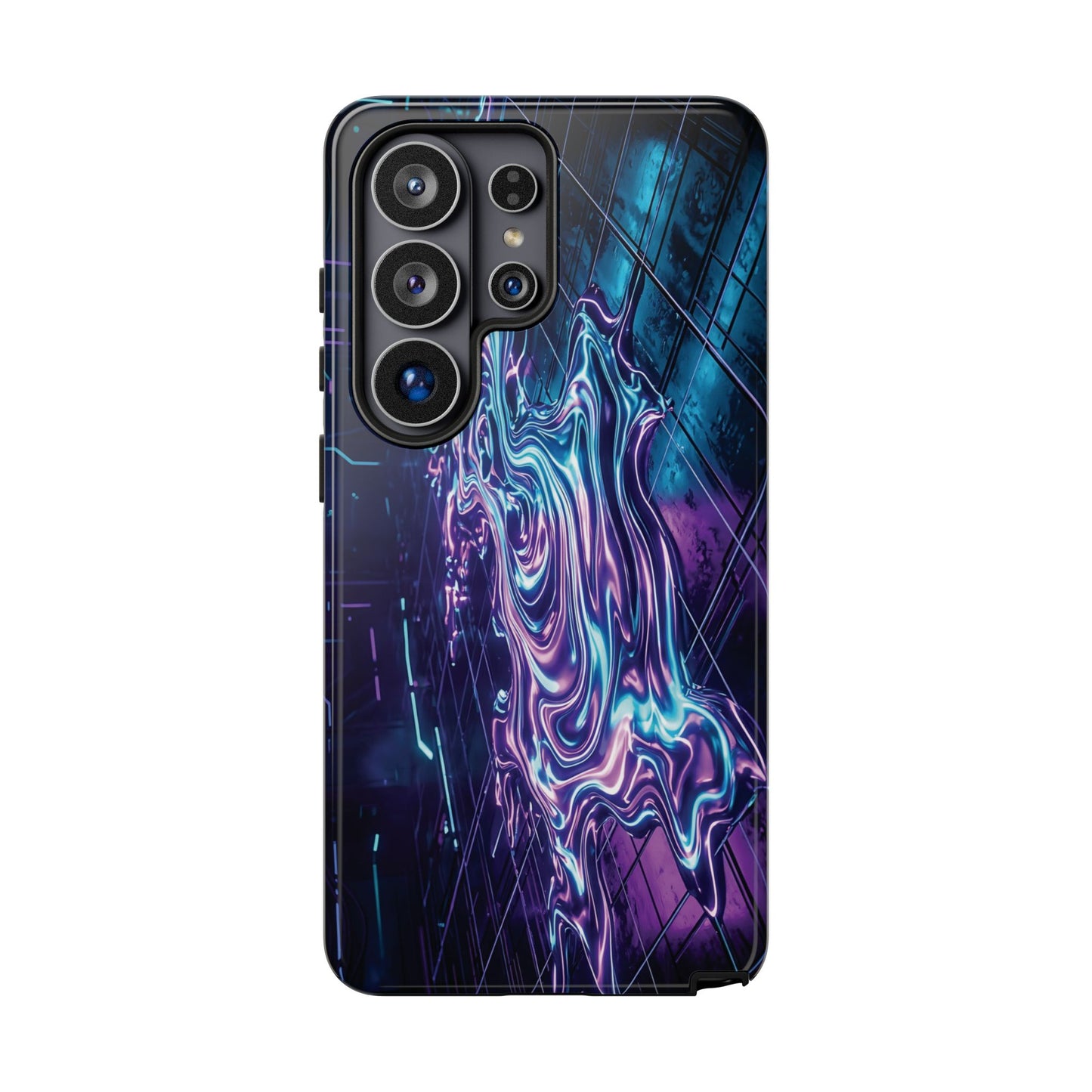 Galaxy Resin Water Tough Case — Neon Purple Blue Abstract Phone Cover