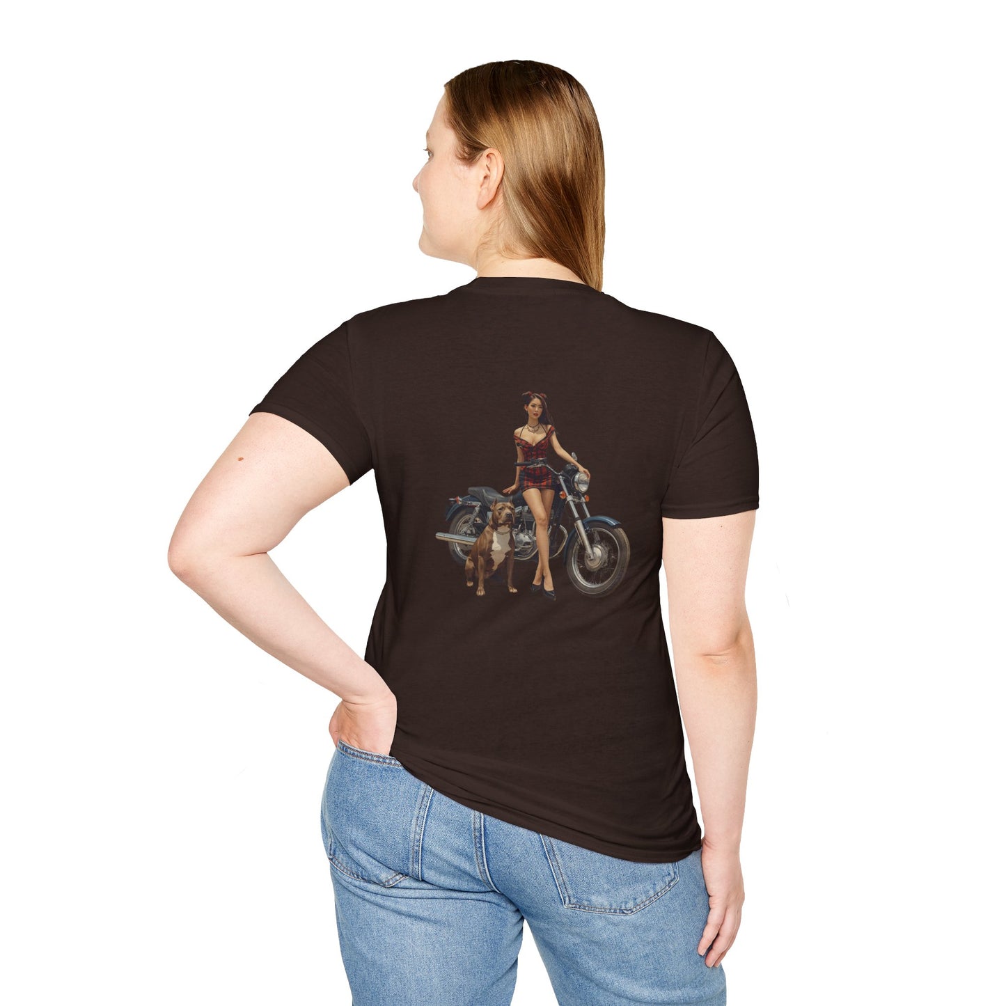 Retro Motorcycle Pin-Up T-Shirt — Biker Girl Graphic Tee