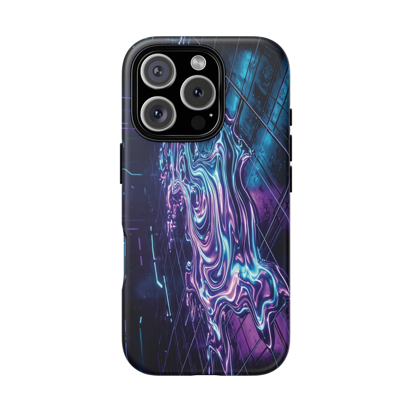 Galaxy Resin Water Tough Case — Neon Purple Blue Abstract Phone Cover