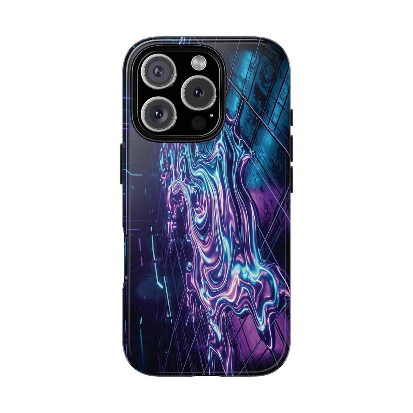 Galaxy Resin Water Tough Case — Neon Purple Blue Abstract Phone Cover