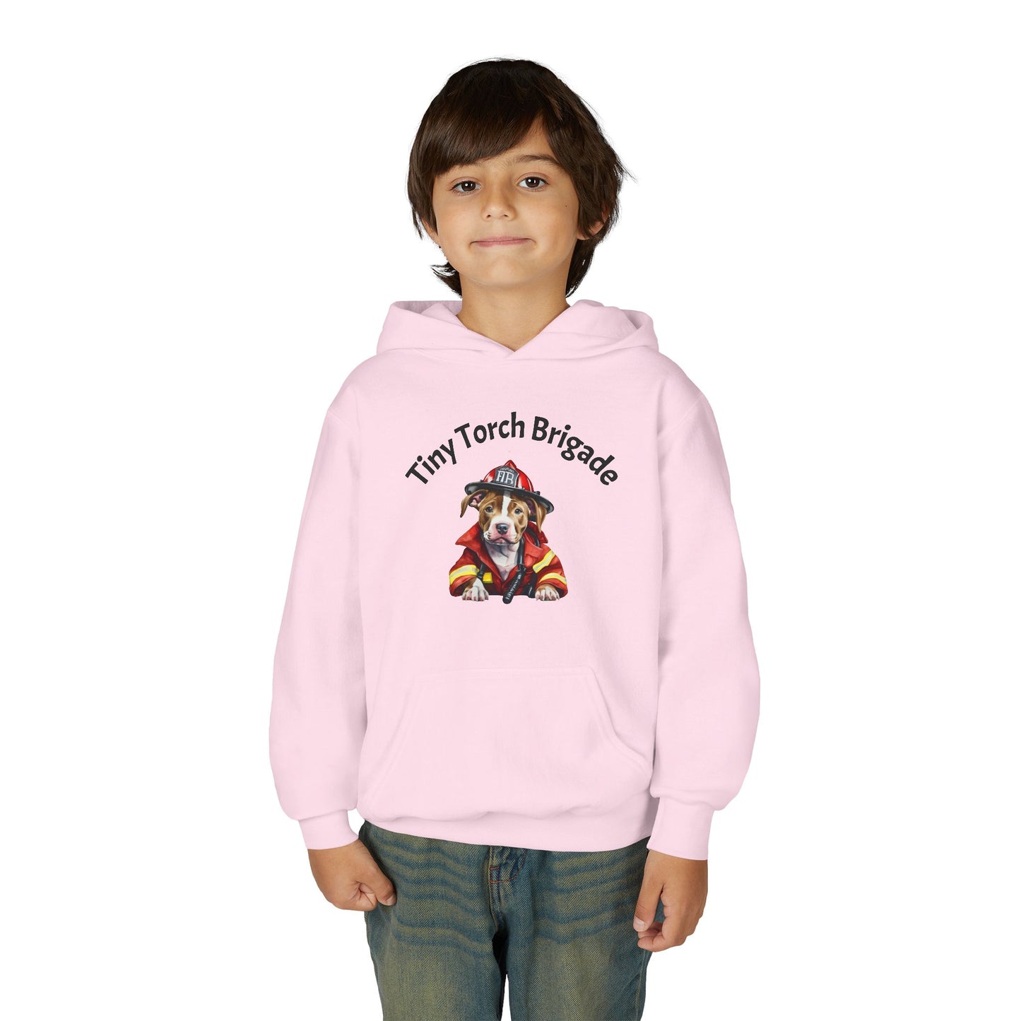 Youth Hoodie - "Tiny Torch Brigade" Firefighter Dog Graphic