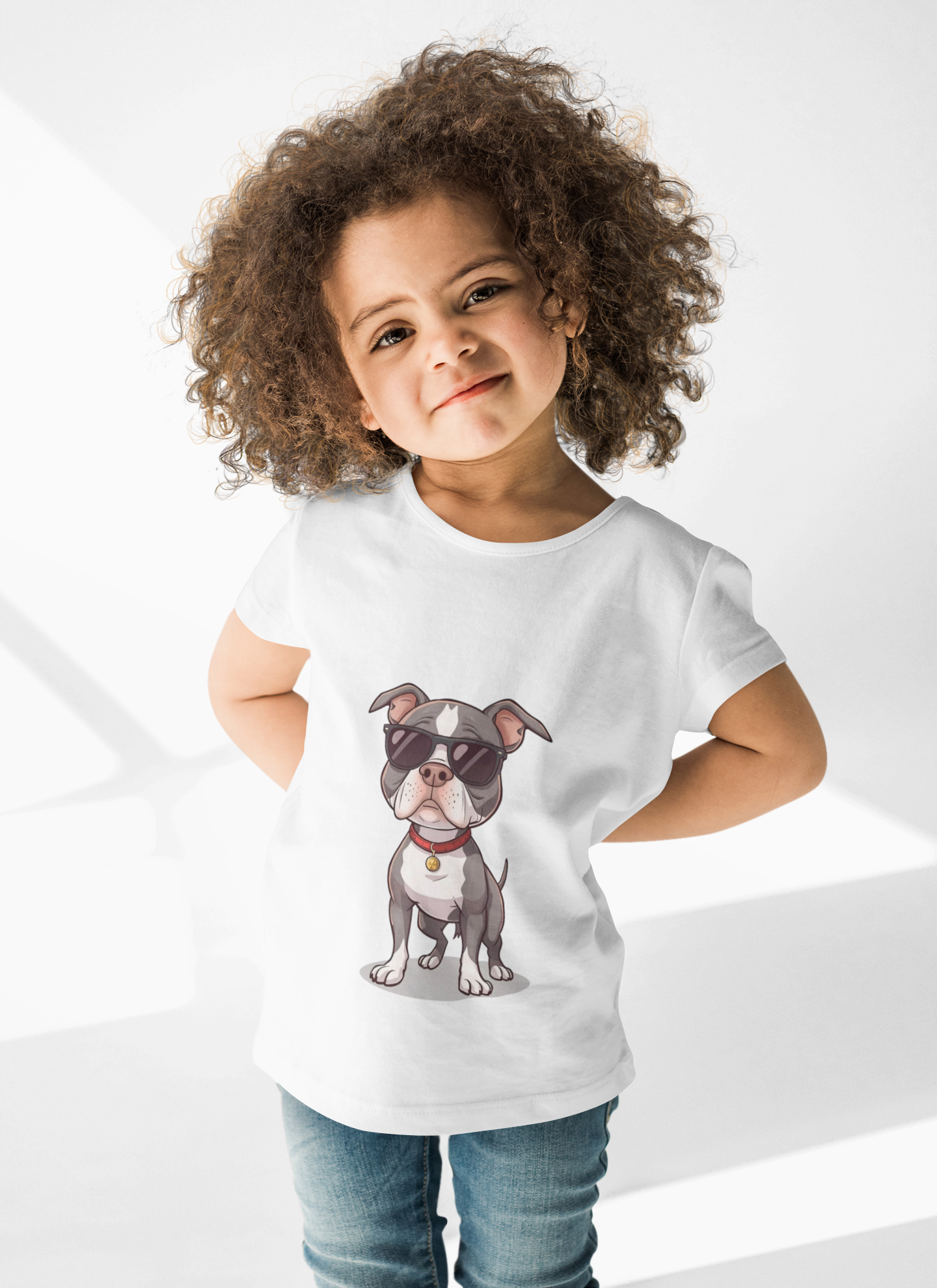Kids T-Shirt — Cool Sunglasses Pit Bull Puppy Graphic Tee for Boys & Girls